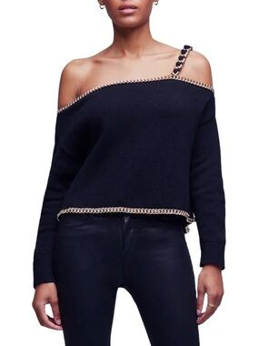 L’Agence Jaden Chain Off-Shoulder Sweater